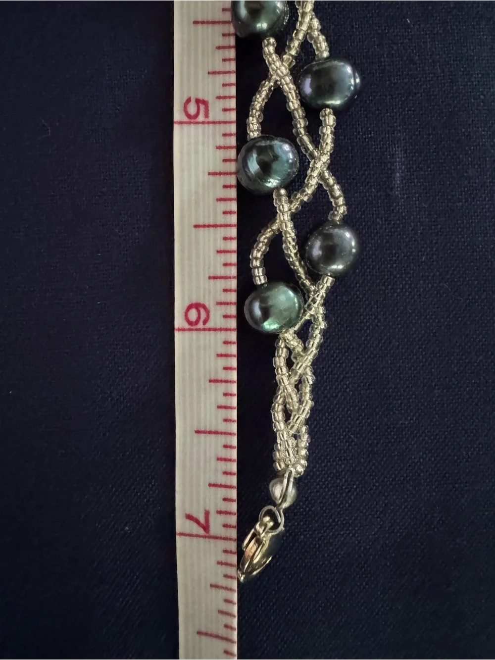 Handcrafted Black Pearl and Silver Bead Twisted Bracelet